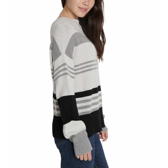 Lucky Brand Women’s Colorblock Knit Sweater Soft Hand Feel Grey Striped XL NWT - Picture 3 of 6